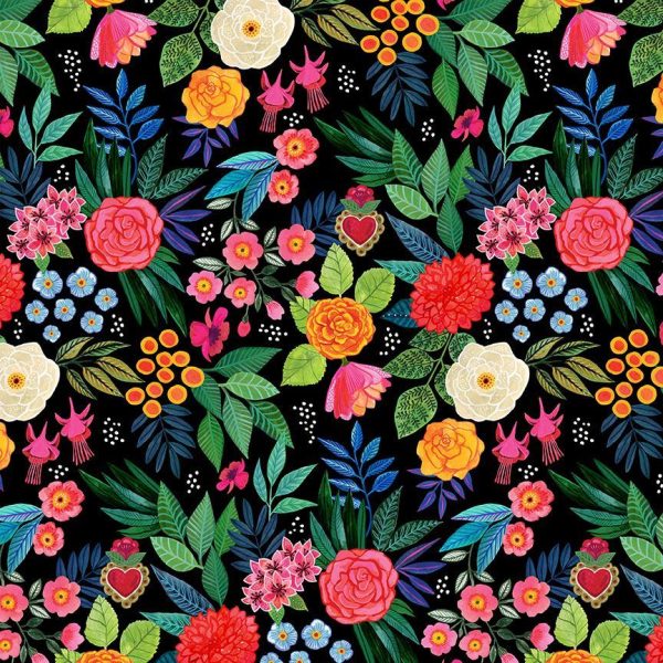 Hola Frida - Bellezza in Coal - Dear Stella - ST-DMB2868COAL - Half Yard Supply