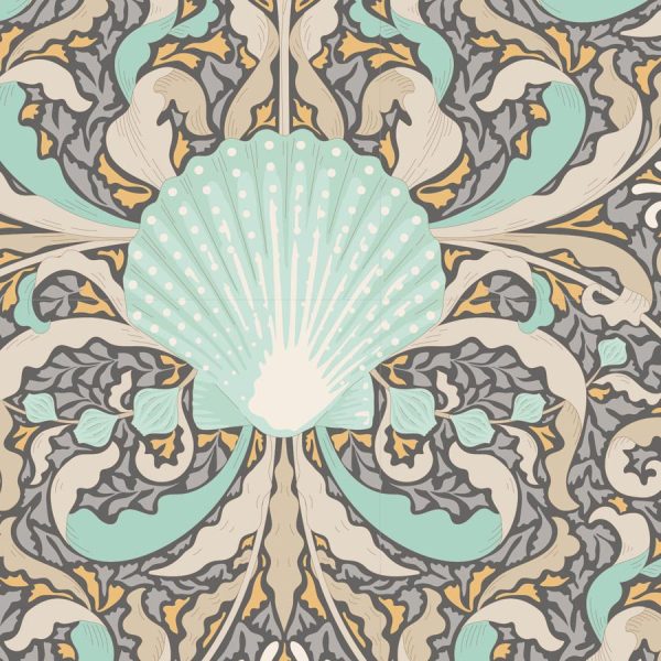 Cotton Beach - Scallop Shell in Grey - 100326 - Half Yard Online Hot Sale