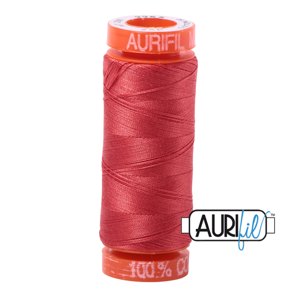 Aurifil Cotton Mako Thread - 50wt - 220m Spool - Dark Red Orange - BMK50 2255 on Sale